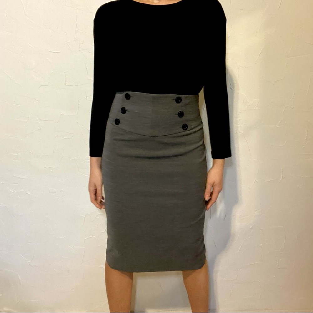 Grey Pinup Inspired Retro Pencil Skirt